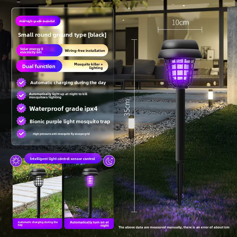 Solar-Powered and Electric Mosquito Repellent Lamp – Waterproof Bug Zapper for Outdoor Use in Courtyard, Villa, and Camping