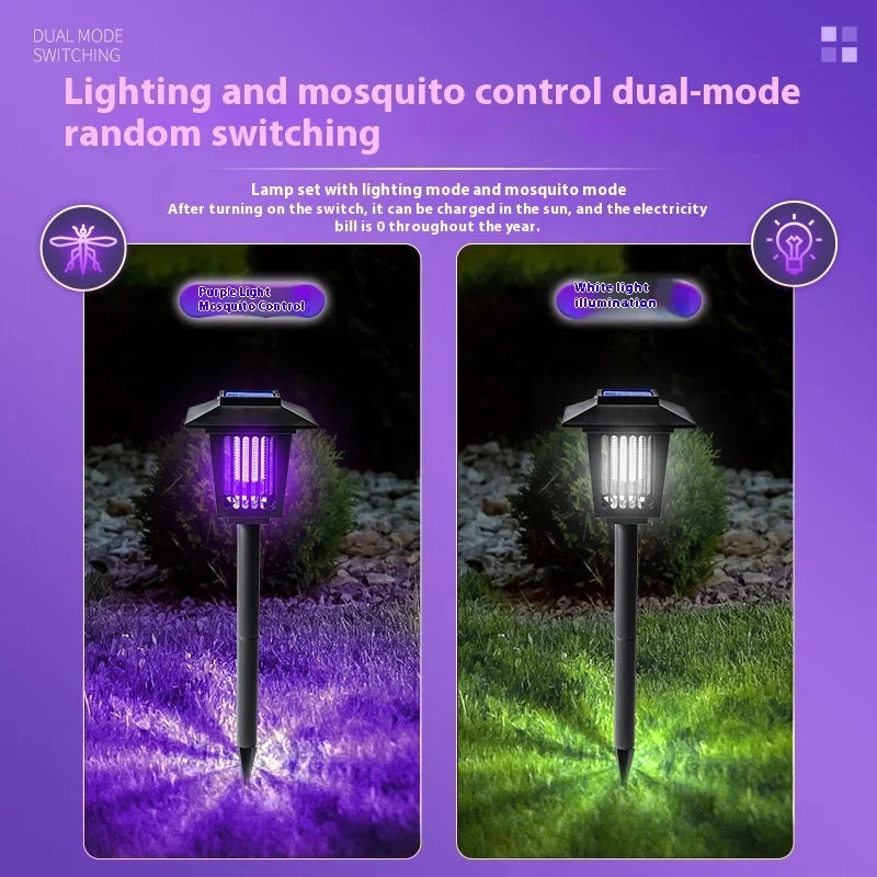 Solar-Powered and Electric Mosquito Repellent Lamp – Waterproof Bug Zapper for Outdoor Use in Courtyard, Villa, and Camping