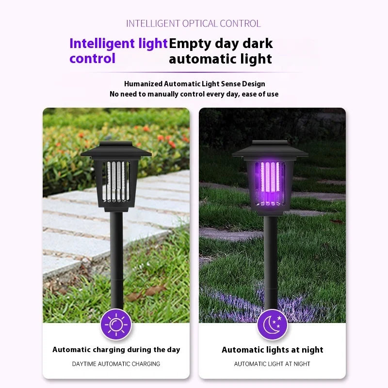 Solar-Powered and Electric Mosquito Repellent Lamp – Waterproof Bug Zapper for Outdoor Use in Courtyard, Villa, and Camping