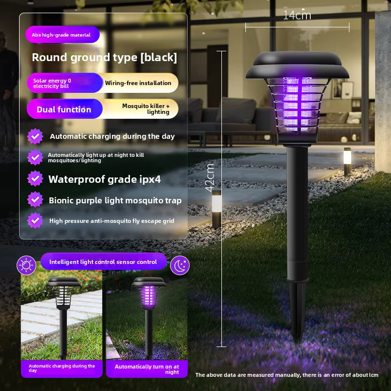 Solar-Powered and Electric Mosquito Repellent Lamp – Waterproof Bug Zapper for Outdoor Use in Courtyard, Villa, and Camping