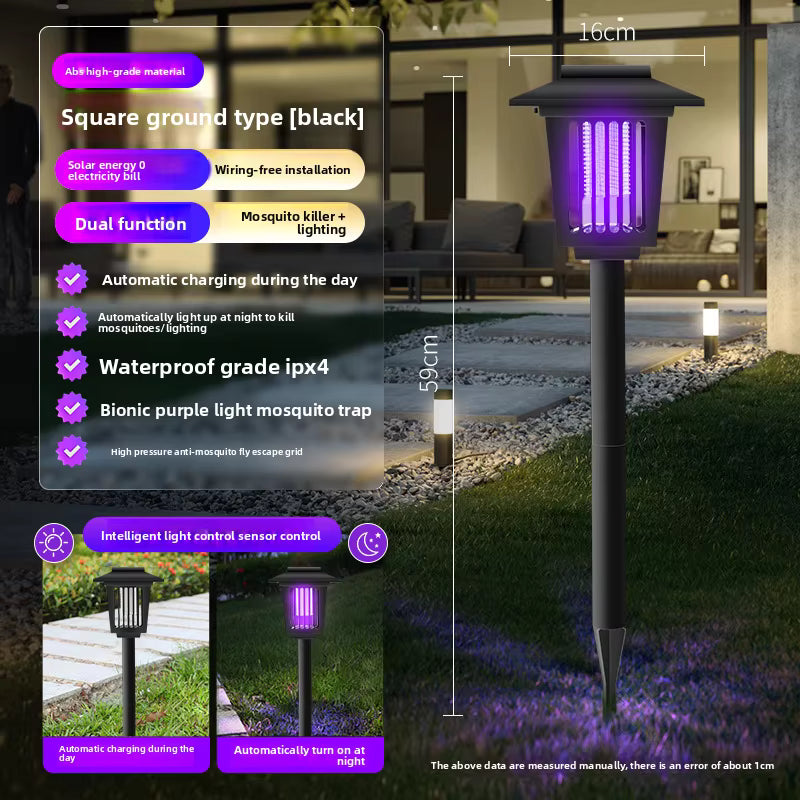Solar-Powered and Electric Mosquito Repellent Lamp – Waterproof Bug Zapper for Outdoor Use in Courtyard, Villa, and Camping