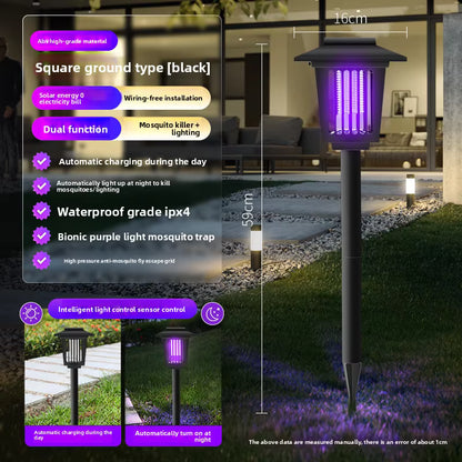 Solar-Powered and Electric Mosquito Repellent Lamp – Waterproof Bug Zapper for Outdoor Use in Courtyard, Villa, and Camping