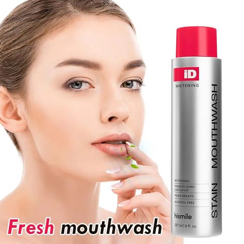 Hismile ID Whitening Stain Mouthwash 237ml – Long-Lasting Fresh Breath, Removes Stains & Plaque, Brightens Teeth, Oral Care